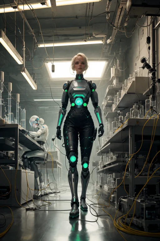 Sci-fi Lab With Lots Of Testing Equipment And Beakers And Te...