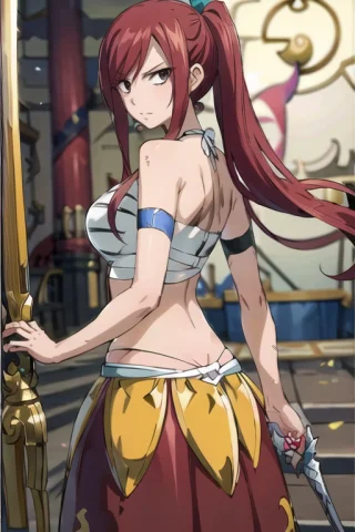 Masterpiece,best Quality, 1girl, Solo, Looking At Viewer,bac... — Stable Diffusion AI Prompt: masterpiece,best quality, 1girl, solo, looking at viewer,[backlight] , erza scar...