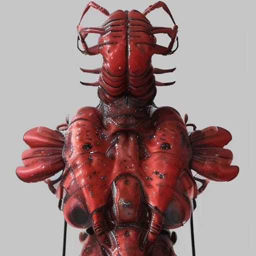 Robot Part Lobster Part Human, Full Body Portrait, Tall Lobs...