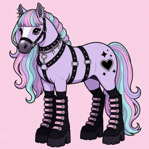 Generation Modekrea2txt2img Positive Promptpastelg0th Horse... — Stable Diffusion AI Prompt: Generation Mode:krea2_txt2img Positive Prompt:PastelG0th horse Model:Krea-2 Turb...