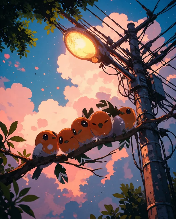 Nature, Zidiusart, A Stylized Urban Landscape At Sunset, Ins...