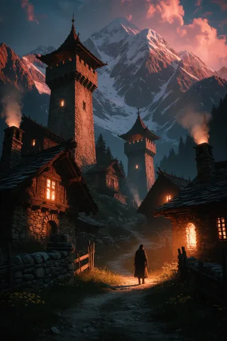 Ta86inkriot, Thin Black Outlines, A Cinematic Digital Painti... — Stable Diffusion AI Prompt: ta86_inkriot, thin black outlines, A cinematic digital painting of an ancient mo...