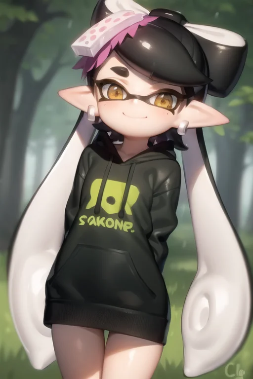 Callie, Inkling, Splatoon, Cute, Forest Background, Raining
