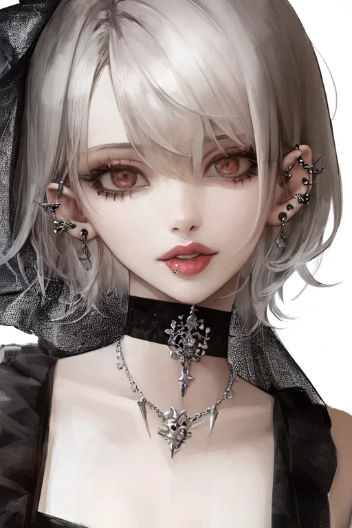1girl, Short Hair, Looking At Viewer, Choker, Necklace, Pier...