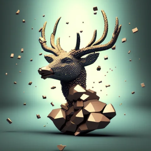 Mdjrny-shttr Deer With Gold Glasses — Stable Diffusion AI Prompt: mdjrny-shttr deer with gold glasses