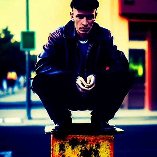 Gopnik Guy Is Sitting On The Street, Gopstyle, Semi-realisti...