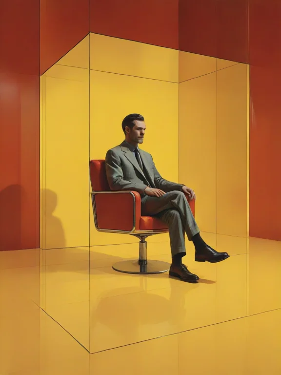 In An Art Gallery, Teal Reflective Walls, Ultra Realistic, H...