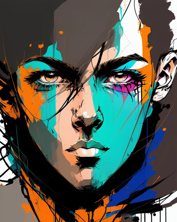 Abstract Painting, Nvinkpunk, Handsome Male Profile, Broad B...