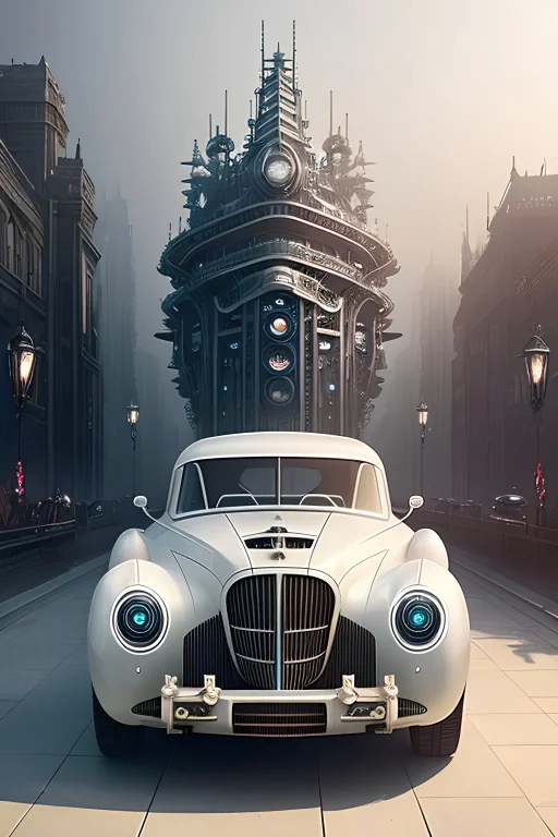 Wide Shot Of A Minimal Biomechanical Steampunk Translucent O...
