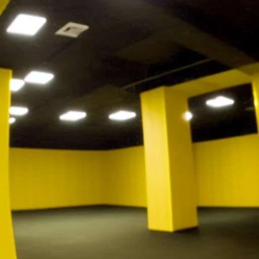Scrbackrooms, Yellow Wall, Calm, Black Neon Light, Vhs