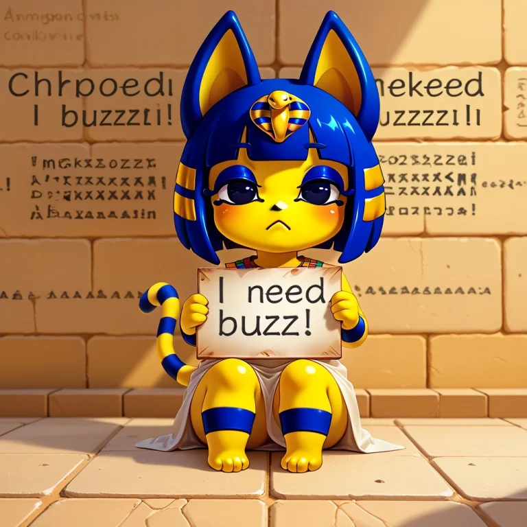 Ankha From Animal Crossing Combined, Sitting, Egypt, Holding...