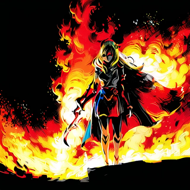 1girl, Fire, Explosion, Detailedbackground1.3 Loraeicov1-000...