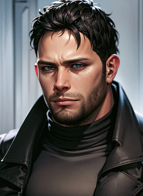 1boy, Portrait Of Re8dfield, Expressionless, Beard, Facial H...