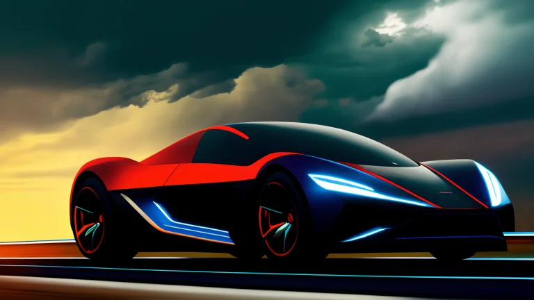 Illustration, Futuristic Sportscar Cruising On A Highway, Ho...