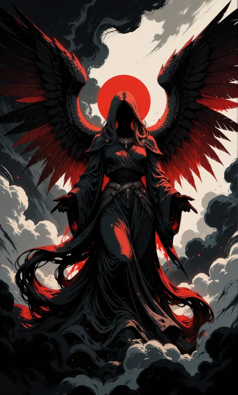 A Mystical Winged Figure Emerges From The Center Of A Turbul...