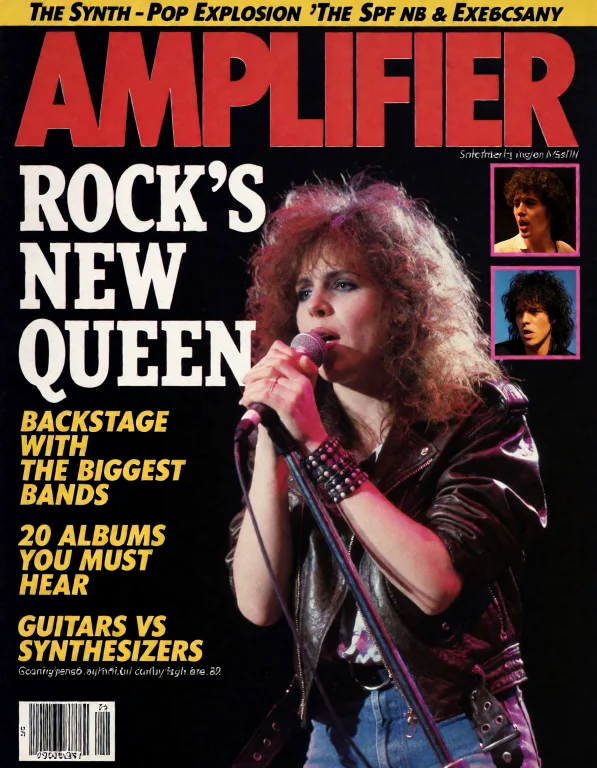 A Scan Of Amplifier Magazine 80s Cover, Huge Bold Red Upperc...