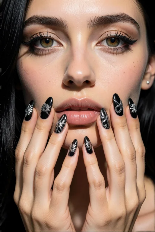 Close-up Of A Stunning Woman, Her Perfect Hands With Ornate...