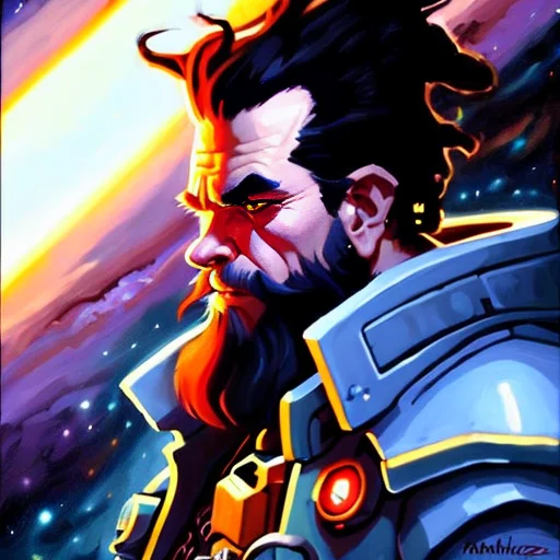 Space Dwarf, Moody, Punk Hair, Profile Picture, Cosmic Backg...