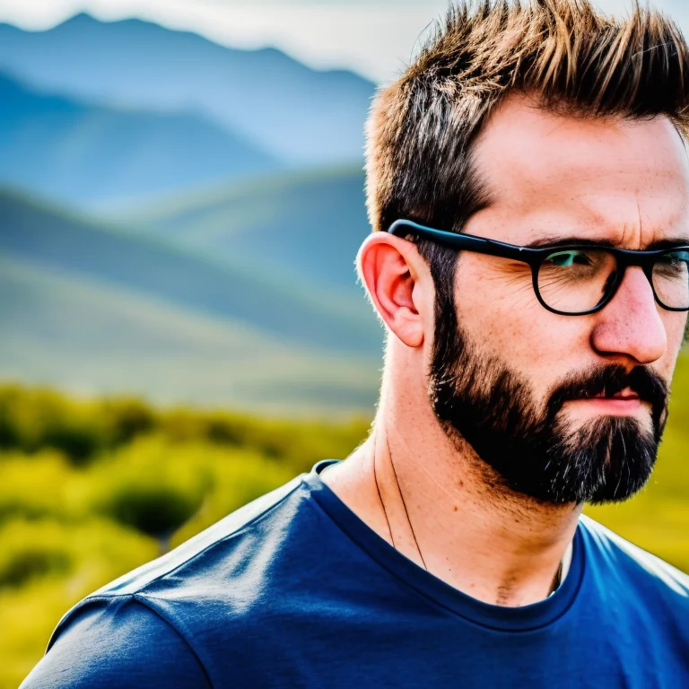 A Man With Glasses Standing In Front Of A Mountain, Pexels C...