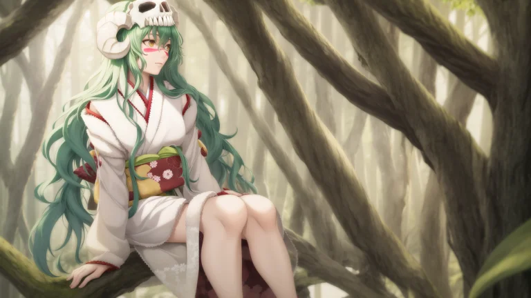 1girl, Loracznell-0000020.65, Green Hair, Looking Away, Sitt...