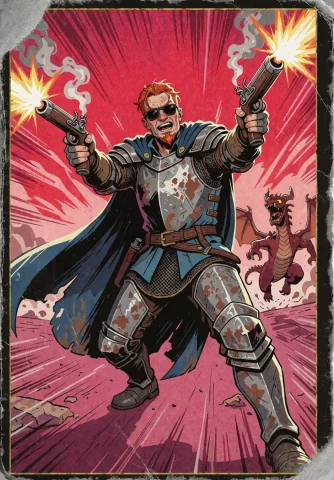 Loratraining5463700-20260930171940270-yhps0.7, A Red-haired... — Stable Diffusion AI Prompt: , A red-haired mature p2d00d man is a knight in battered plate armor with blue s...