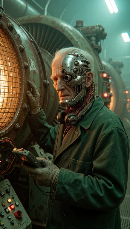 Dcsc1f1. Medium Close-up Portrait Of An Elderly Cyberpunk En...