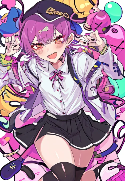 1girl, ,hype, Flat, Skirt, Button-up Shirt, Masterpiece, Abs...