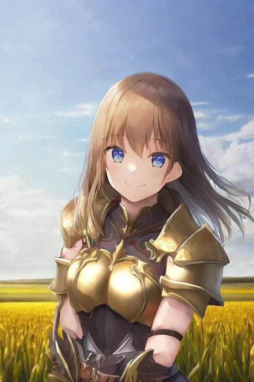 Bangs, By Sky-freedom, 1girl, Solo, Armor, Fantasy, Smile, B...