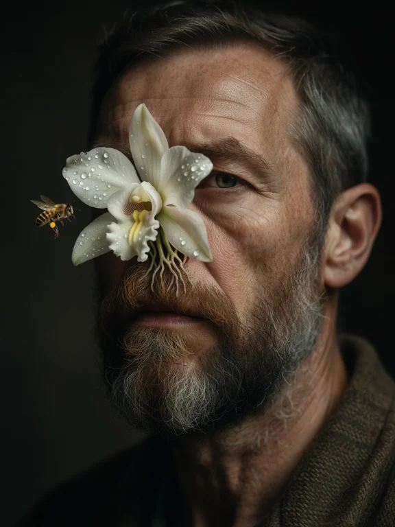 1. Surreal Hyper-realistic Portrait, Three-quarter View Of A...