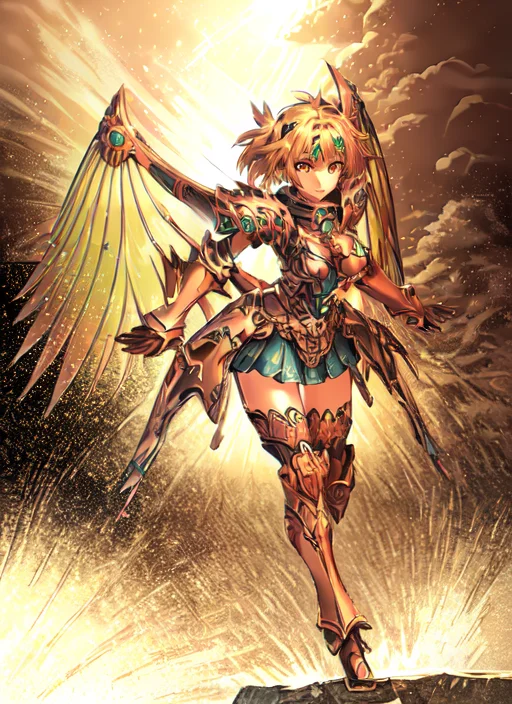 Loraoutfitdragoonarmorv101, Armor, Wings, Mech, 1girl, Red E...