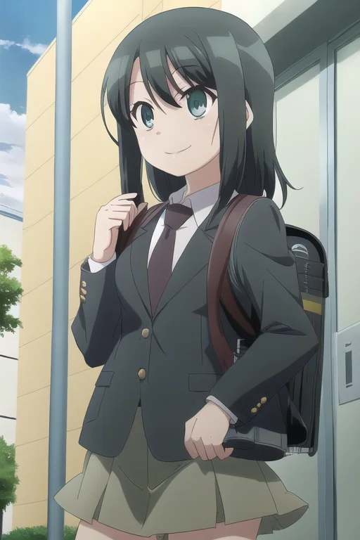 1girl, Kurokitomoko, Solo, Bagsundereyes, Longhair, Schoolun...