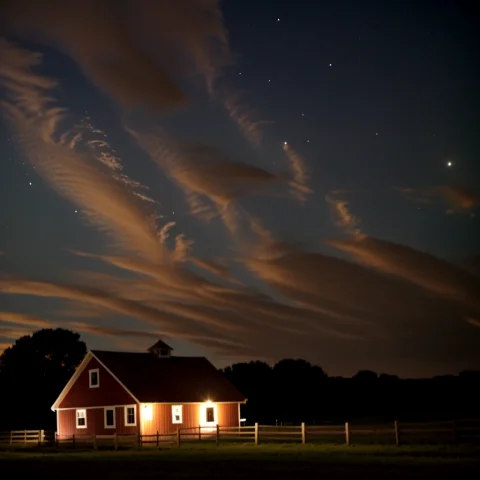 The Night Sky Over A Farm In Nebraska — Stable Diffusion AI Prompt: the night sky over a farm in nebraska