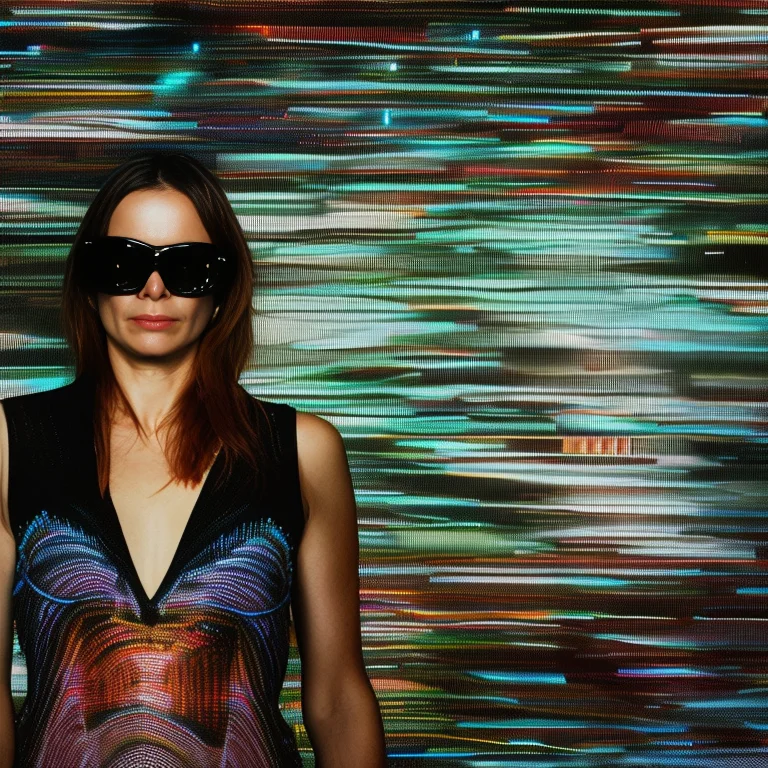 Cinematic Movie Still Of An Epic Scene Of A Glitch Portrait...