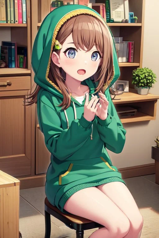 Loraminoriv2-0000100.7, Iom, 1girl, Green Hoodie, Gray Eyes