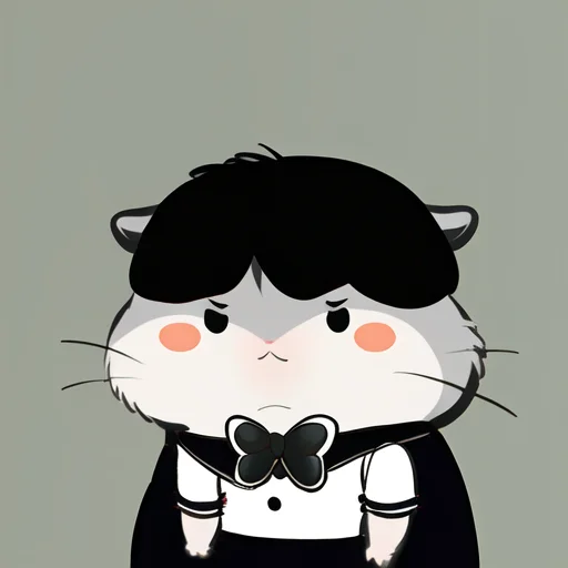 Xiaoyuehan, Hamster,blackhair,bow,skirt