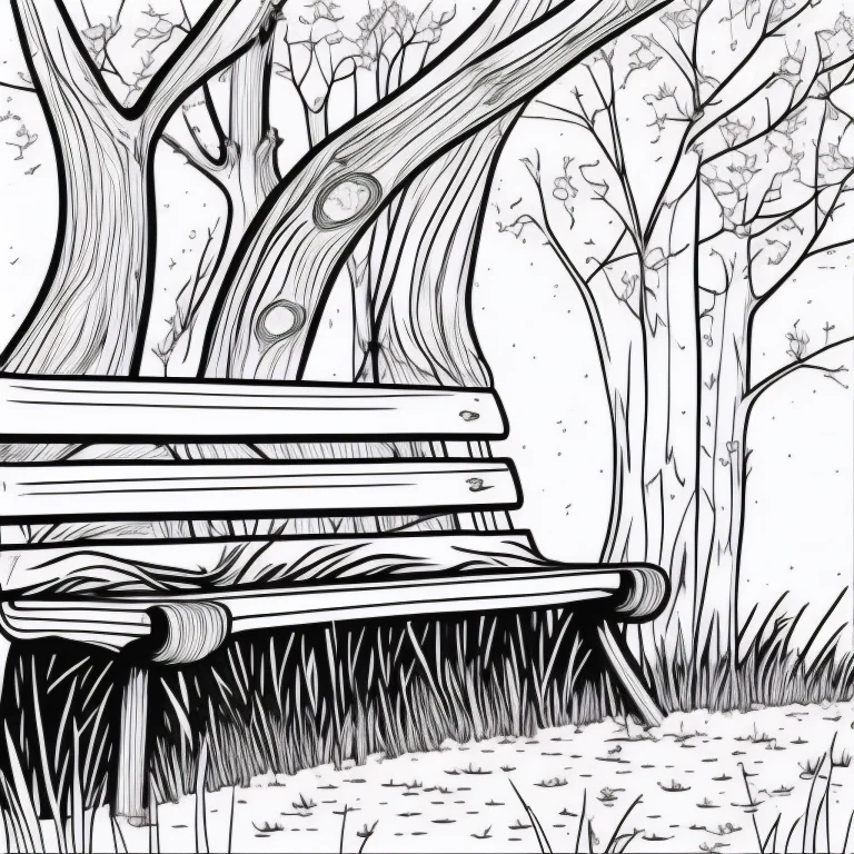 Lonely Bench With A Book On It, Colr001, Intricate, Cute, Si...