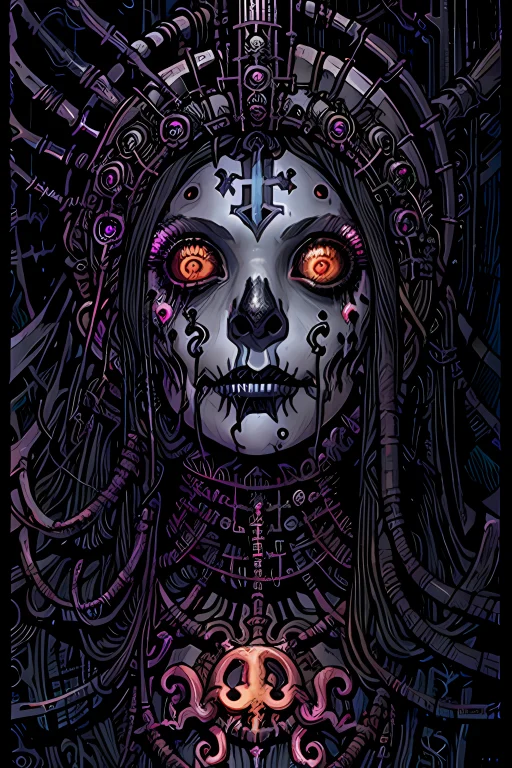 Necromancer Sorceress Face Close-up Macro In Center, Fantasy...