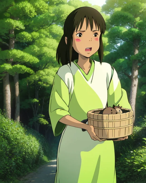 Spirited, Portrait Of A Beautiful Girl Holding A Basket In T...