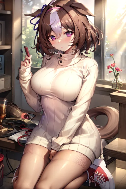 Masterpiece, Best Quality, Meisho Doto Umamusume, White Swea...