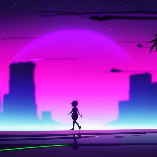 Neonskiesai, Girl Walking At The Beach Towards A Guy