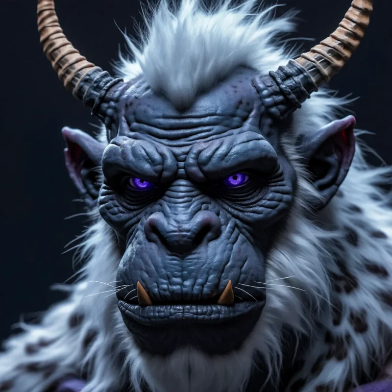 A Yeti With Horns And A Mohawk