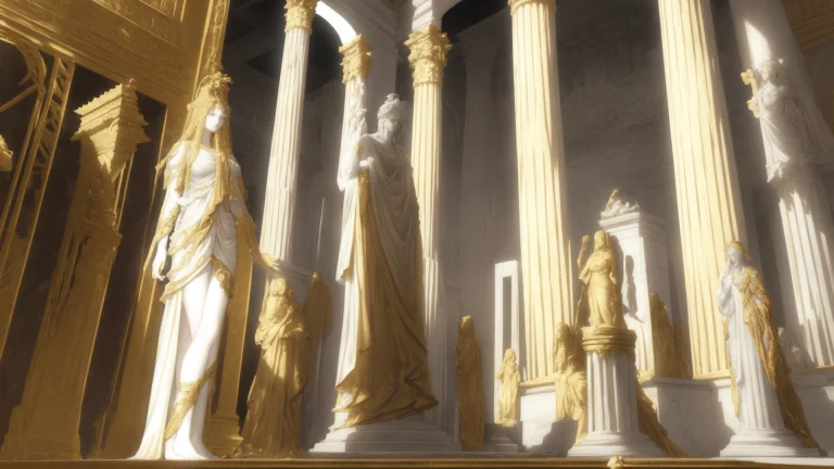 Scenery, Conceptart, A Marble Statue Adorned In Decorative G...