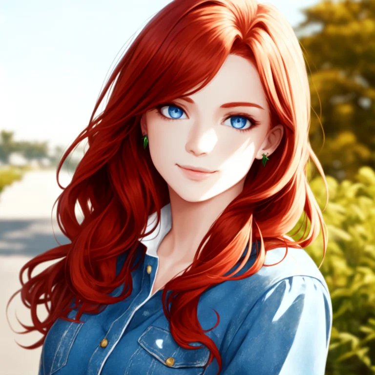 American1.4 Irish1.4 Red-hair Woman, Blue Eyes, Modern Cloth...