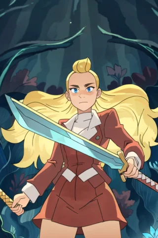 Close Up Of A Woman With Blonde Hair Holding The Sword Of Pr... — Stable Diffusion AI Prompt: close up of a woman with blonde hair holding the sword of protection, pony tail,...