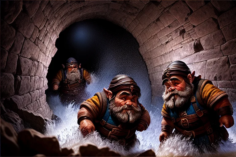 Dramatic Action Shot Of Two Terrified Dwarves1.3 Running Thr...
