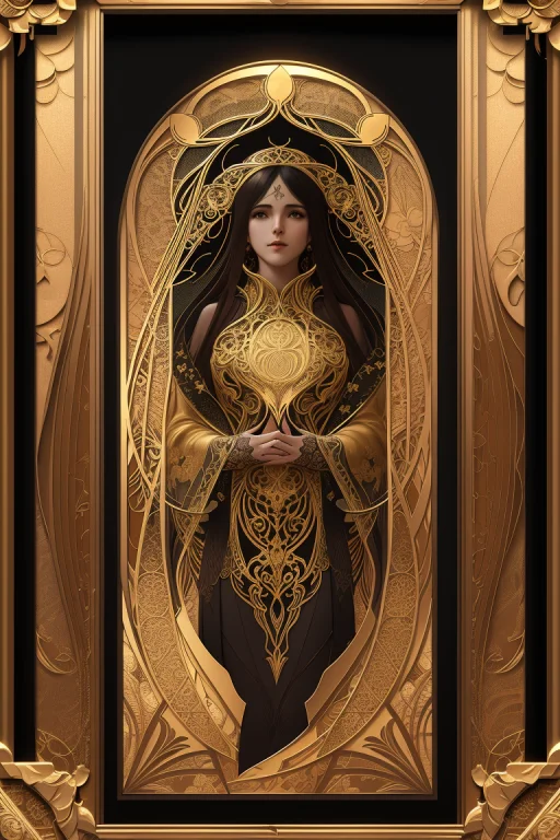 An Intricate Art Nouveau Edges Frame, With Golden Entertwine...
