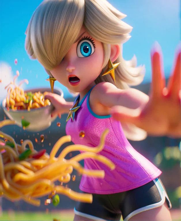 Rosalina With Her Hair In A Ponytail And In A Female Track O...