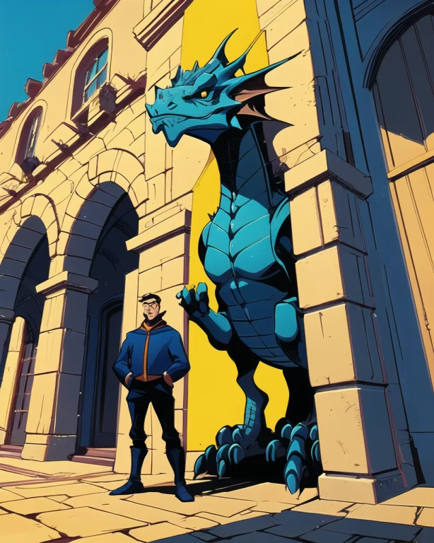 A Whimsical, Stylized Dragon Mascot, With Bold Lines And Bri...