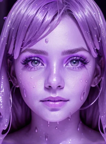 Purple, Slimes Goopy Slime Skin Photo Realistic Closeup Port... — Stable Diffusion AI Prompt: purple, slimes goopy slime skin photo realistic closeup portrait face in kitchen...
