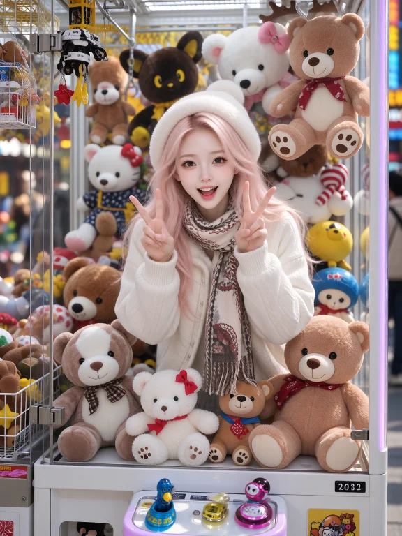 A Korean Young Woman Wearing Winter Fashion Is Completely Hi...